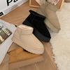 Women Padded Shoes Thick-soled Round Toe Warm Thick Plush Slip-On Platform Ankle Botas Snow Boots