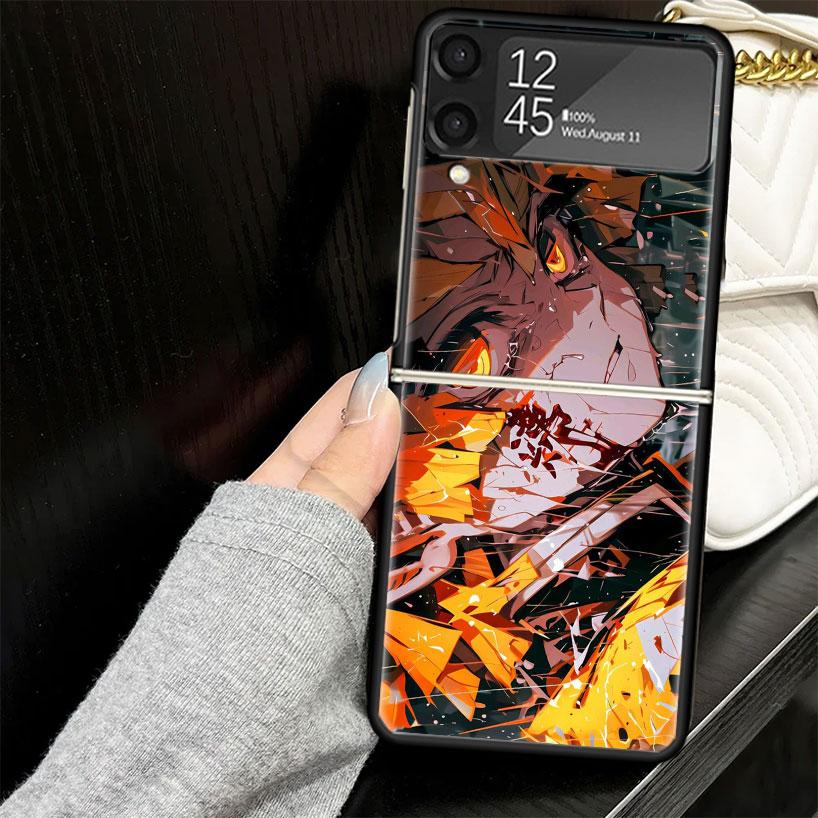 Agatsuma Zenitsu Demon Slayers Case for Samsung Galaxy Z Flip7 Flip6 Flip5 Flip4 Flip3 5G Hard Phone Shell Z Flip 7 6 5 4 3 Blac