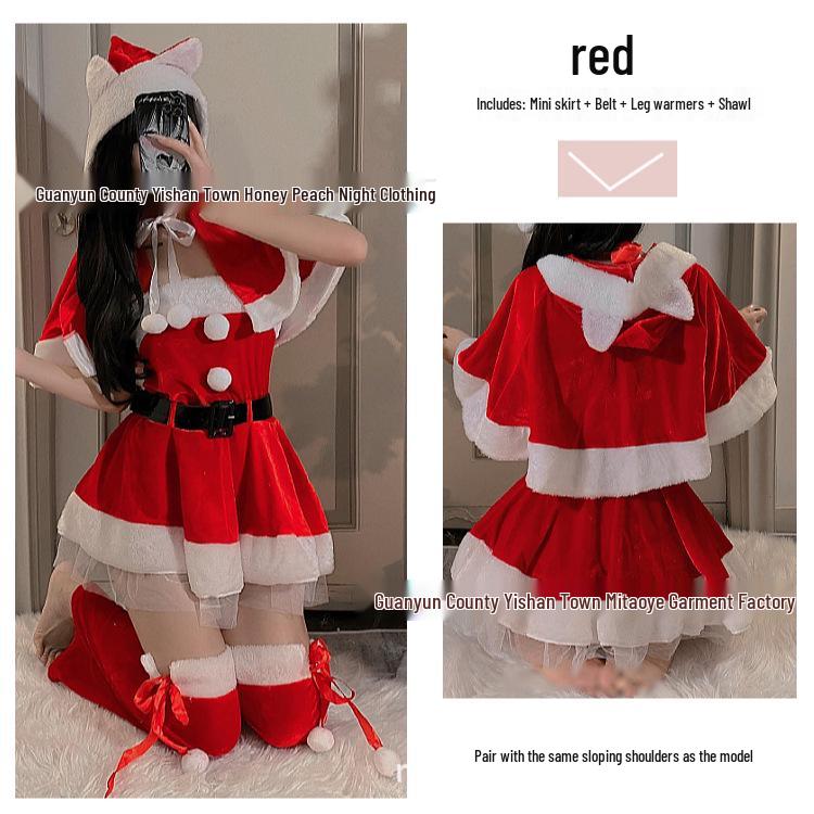 Sexy Red Santa Babydoll Dress for Stage Performance