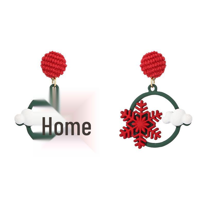 S925 Silber Schneeflocke Rot Ohrringe - Weihnachts-Mode Stecker für Frauen