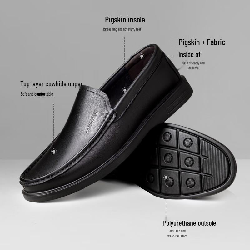 LAORENTOU Men s Business Casual Genuine Leather Loafers 41