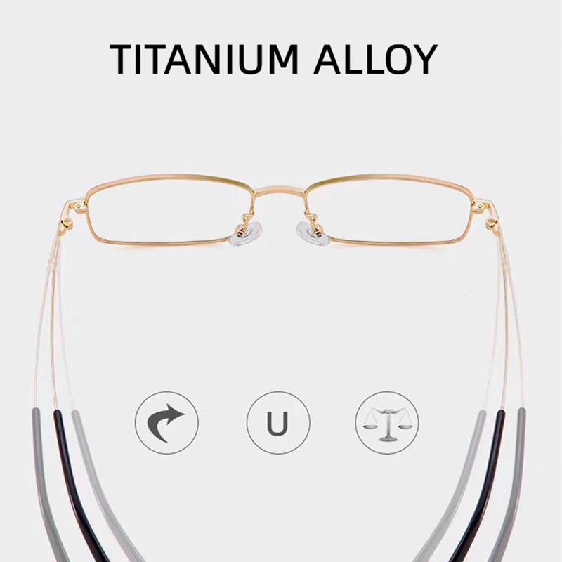 Neue Titanlegierung Gold Quadratischer Rahmen Brille Anti Blaulicht Lesebrille für Männer Frauen Mode Brillen