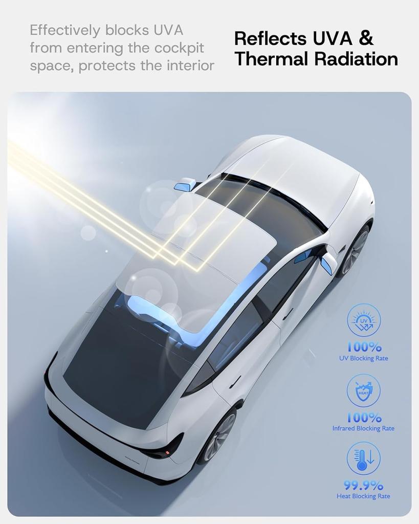 Sunshade Roof for Tesla Model Y Juniper 2025 Never Sag Nano Ice-Crystal Heat Insulation Glass Roof Shade Model 3 Highland 2024