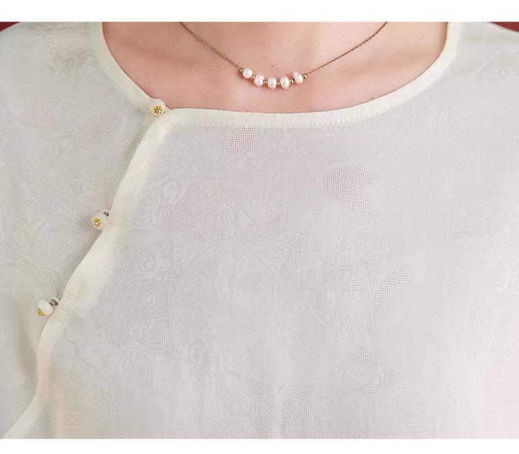 New Autumn Silk Velvet Chinese Style Women's Round Neck Long Sleeve Shirt