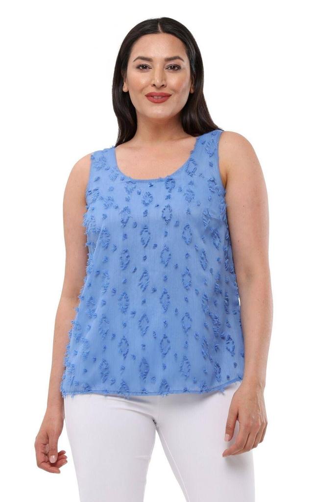 Women's Big Size Blouse Large Size Green U-Neck Zero Sleeve 42-52 Inner Lined Chiffon Fabric Blouse