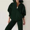 Women Solid Color Long Sleeve Hooded V Neck Hoodies Suit Autumn Winter Loose Top Wide Leg Pants
