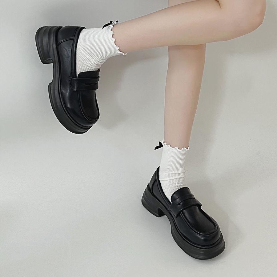 Black Retro British Style with Skirt Small Leather Shoes Women's Summer 2025 New Platform Retro Thick Heel Mary Jane Shoes