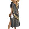 Damenmode Sommerkleid mit Farbblock-Patchwork-Print, lässiges Strandkleid, schmales Urlaubskleid