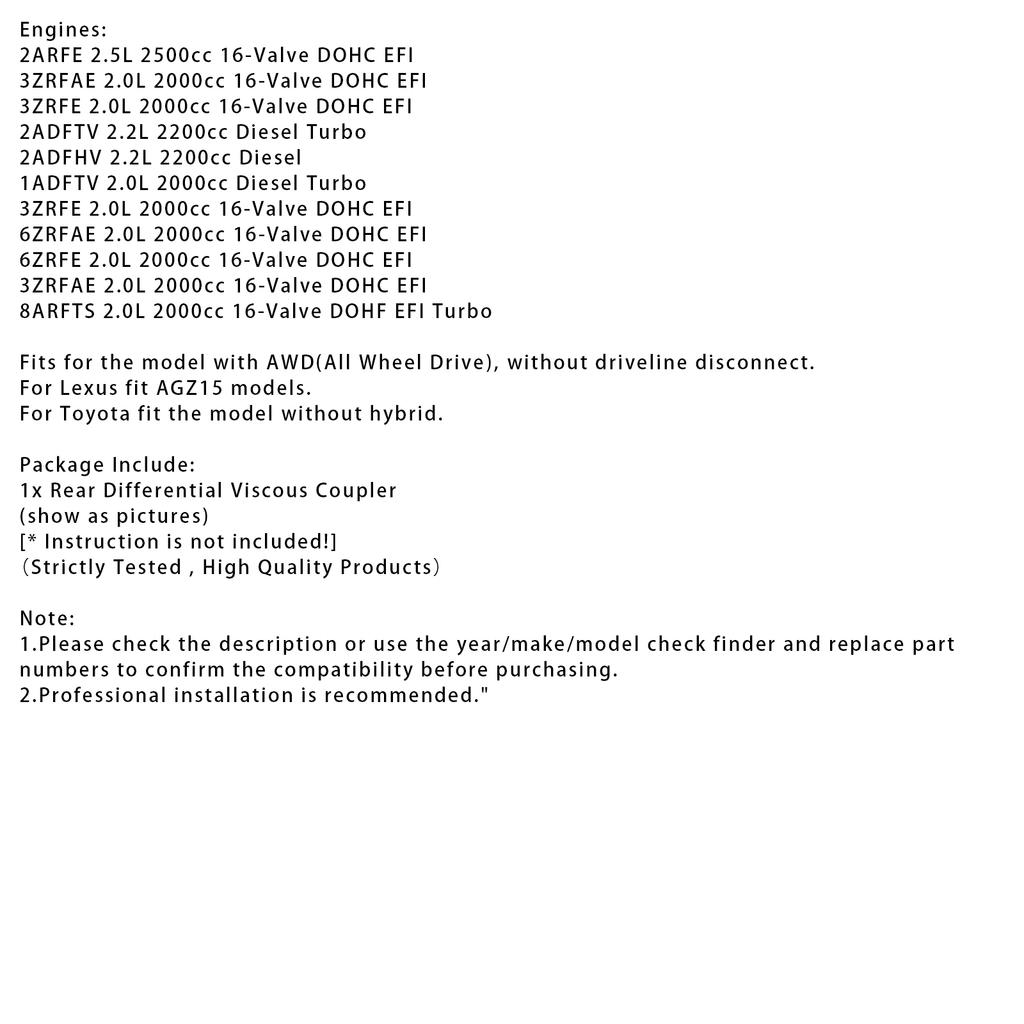 Rear Differential Viscous Coupler 41303-42023 For Toyota RAV4 Lexus 4-Door 06-18