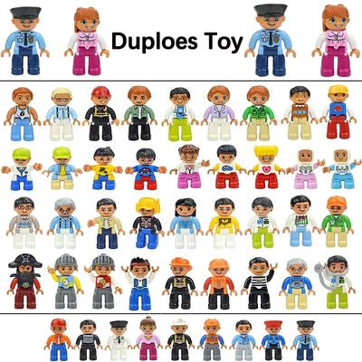 Non-Toxic Big Size Dolls Building Block Family Figures Farmer Princess Pirate Worker Police Large Character Bricks Compatible Duploes Toys