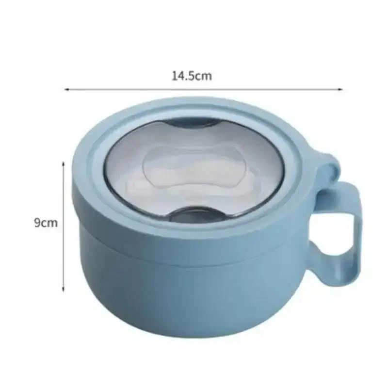 Balde de isolamento de alimentos de aço inoxidável de 450 ml, talheres dobráveis portáteis, lancheira de colarinho branco para estudantes, selada e à prova de vazamentos