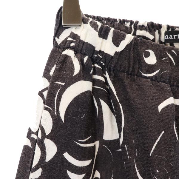 marimekko linen Overall handle Pants 34 black Waist rubber Women Used