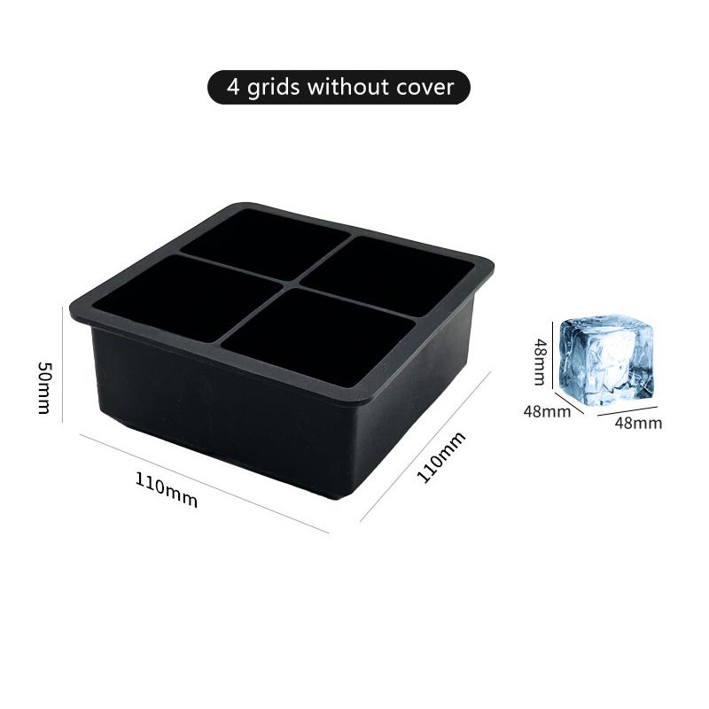 

Форма для льда на 4/6/8 ячеек, силиконовые формы для кубиков льда, основа для горшка, упаковочная коробка с крышками/без крышек, многоразовая квадратная форма для кубиков льда чёрный