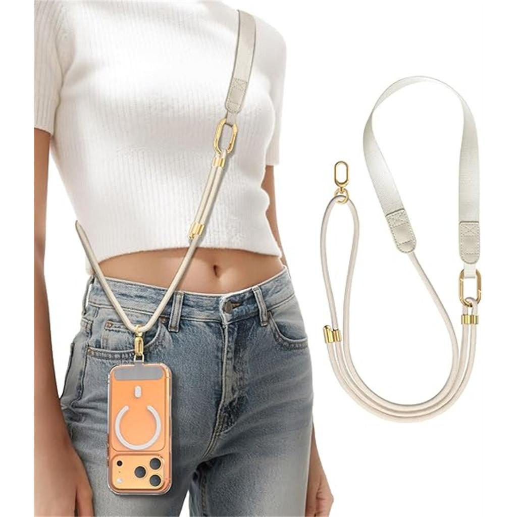 Phone lanyard crossbody bag strap with phone tag, adjustable phone lanyard, featuring a skin-friendly neck strap and metal carab