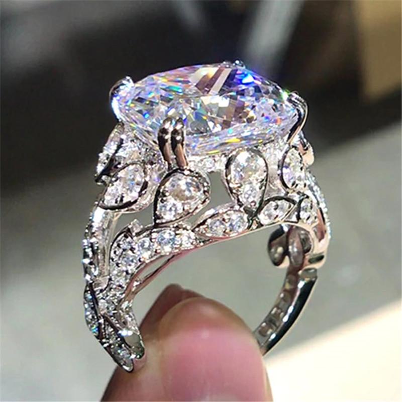 

Кольца Sterling Luxury Square CZ для женщин, помолвка, свадьба, женские кольца, подарок на годовщину, ювелирные изделия 8