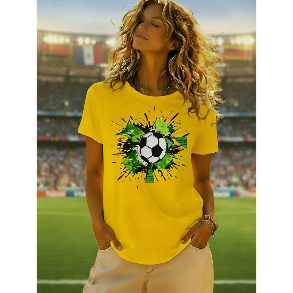 Women's T Shirt Tee Graphic Football Stylish Classic Casual Short Sleeve Crew Neck Regular Tops Daily Sports Going Summer Spring