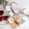 Velvet Butterfly Christmas Flower Flocking Artificial Double Simulation Christmas Decorations Exquisite Sequins Glitter