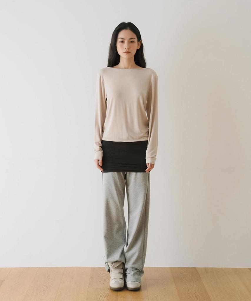 Ieoning Lace Banding Jersey Pants, Gray