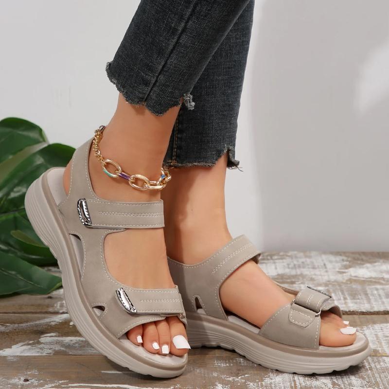 

Модные минималистичные сандалии 2024 года, летние дышащие скошенные каблуки, нескользящие пляжные сандалии в спортивном стиле, роскошные сандалии для женщин-дизайнеров 43 серый