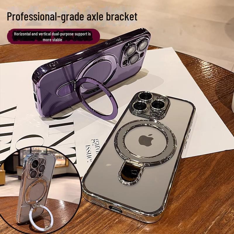 Magnetic Fulcrum Bracket for iPhone 16 Pro Max: Clear, Drop-resistant, Electroplated Protection