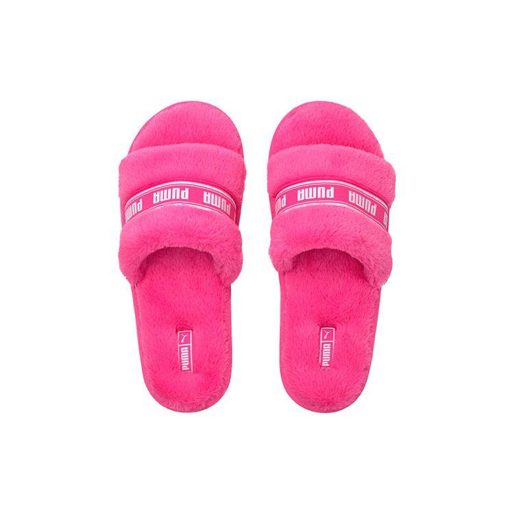 Puma Fluff Slide Fluo Pink Women Sneakers White 384937-03