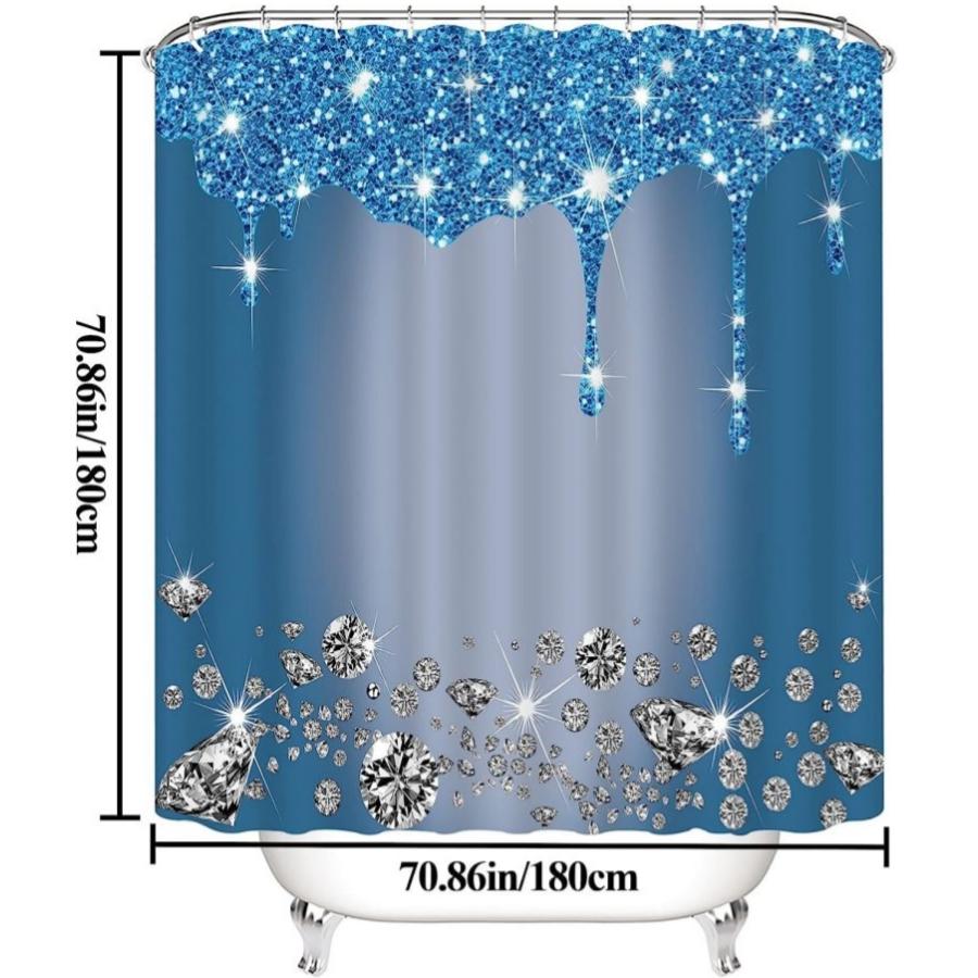4Pcs Sparkling Diamond Shower Curtain Set, Shiny Bathroom Trim, Carpet And Toilet Seat,Burgundy Luxury Textured Colorful