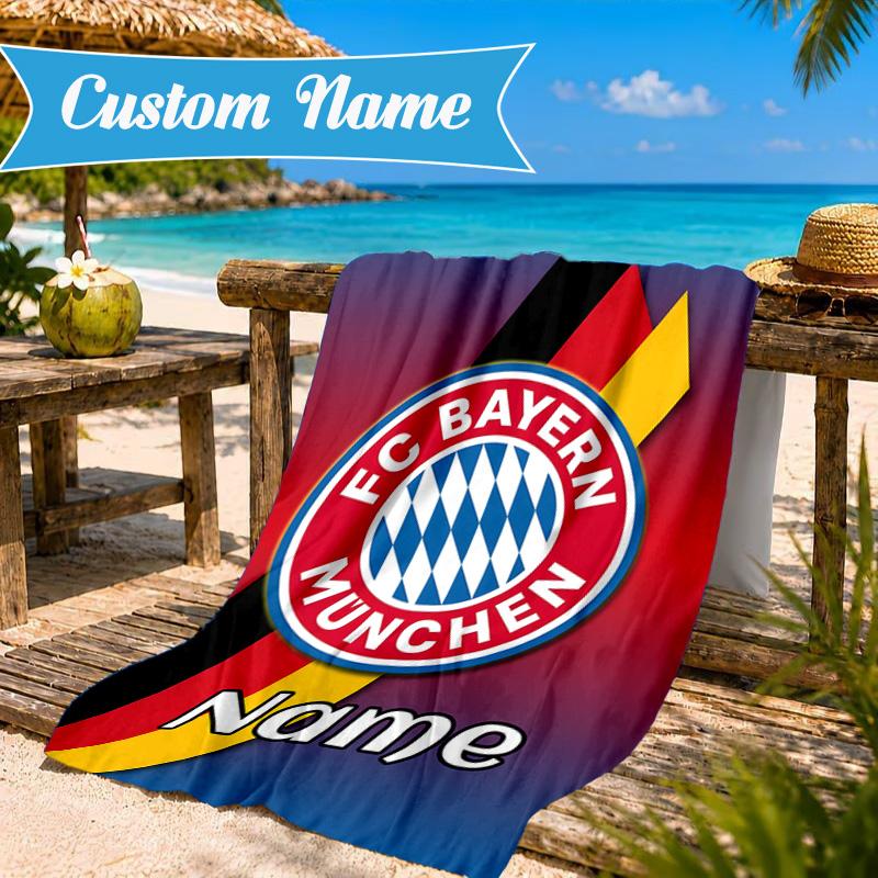 Personalisierbares Strandtuch FC Bayern München Wappen Kunst Mikrofaser Strandtuch, Leicht für Sommerreisen, Schwimmbad Fan Geburtstagsgeschenk