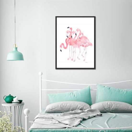 Watercolor Flamingo Canvas Painting Modern Living Room Bedroom Study Art Decor