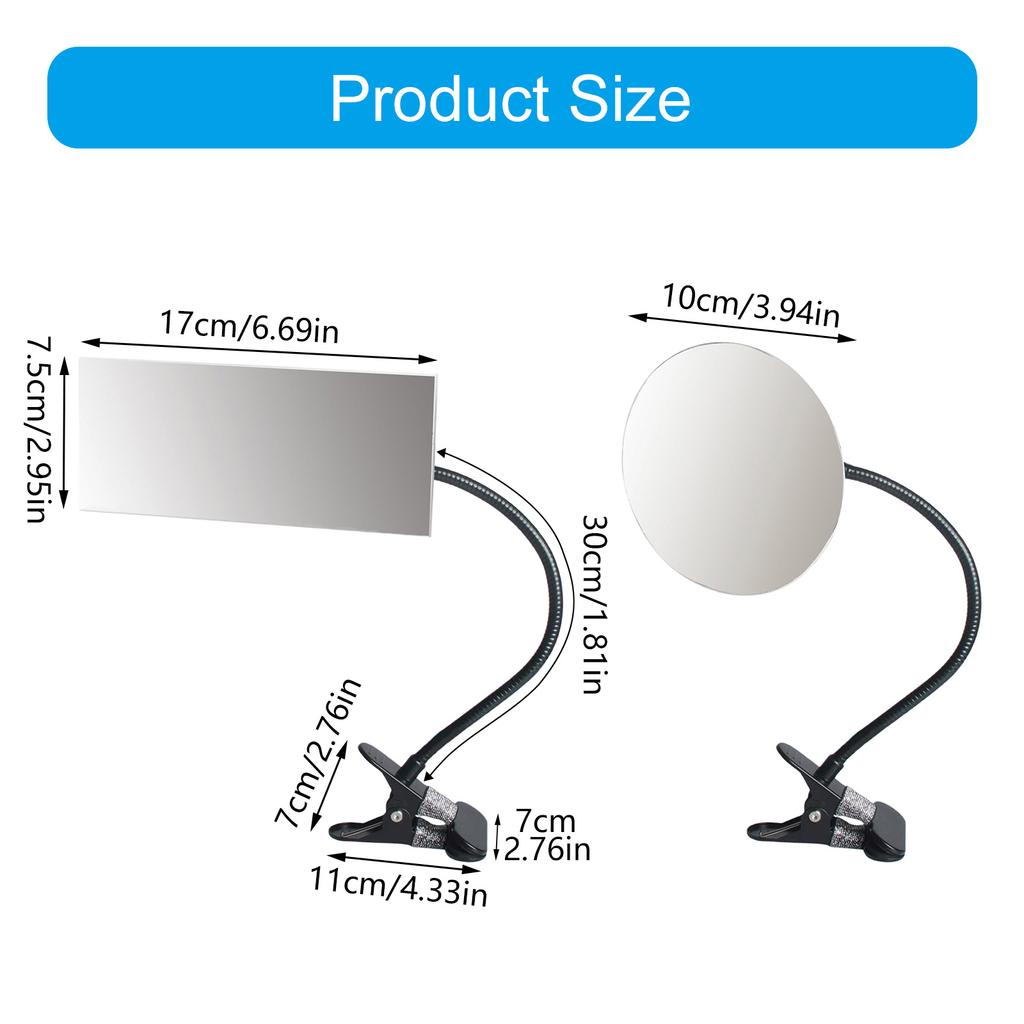 Oglindă de Securitate Ajustabilă Flexibilă cu Clip On Design Rectangular/Rotund Convex pentru Monitorizare Vedere Spate Birou sau Cabină