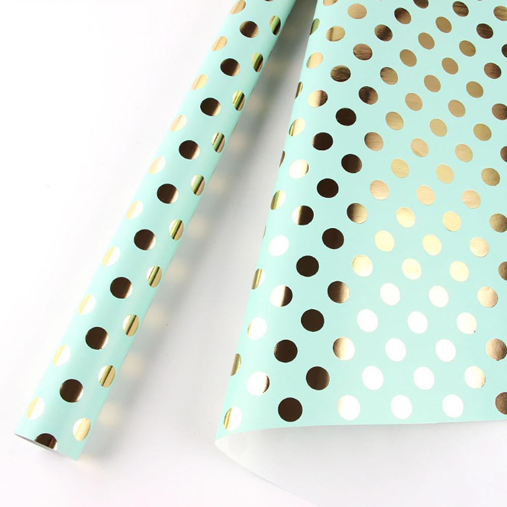 50x70cm Bronzing Gift Wrapping Paper Gold Polka Dots Birthday Valentine's Day Bouquet Gift Packaging Paper DIY Decoration Paper