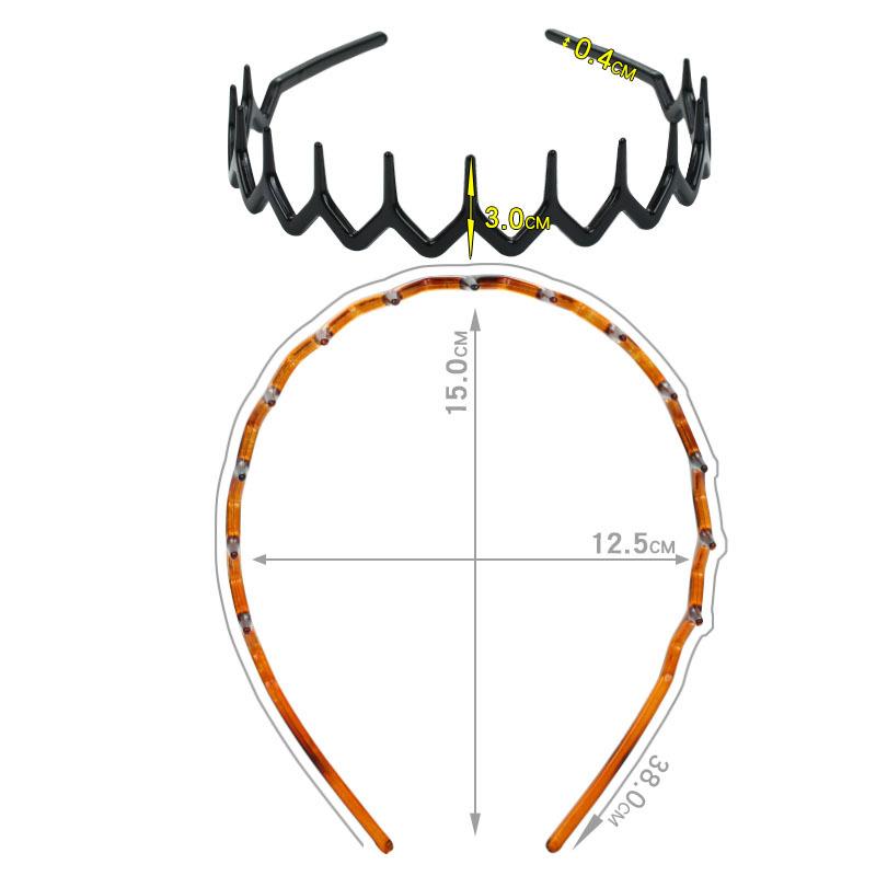 2 pièces/ensemble Serre-tête à dents longues vague ambre noir Résine plastique anti-chute avec dents serre-tête antidérapant pour hommes et femmes lavage de visage h