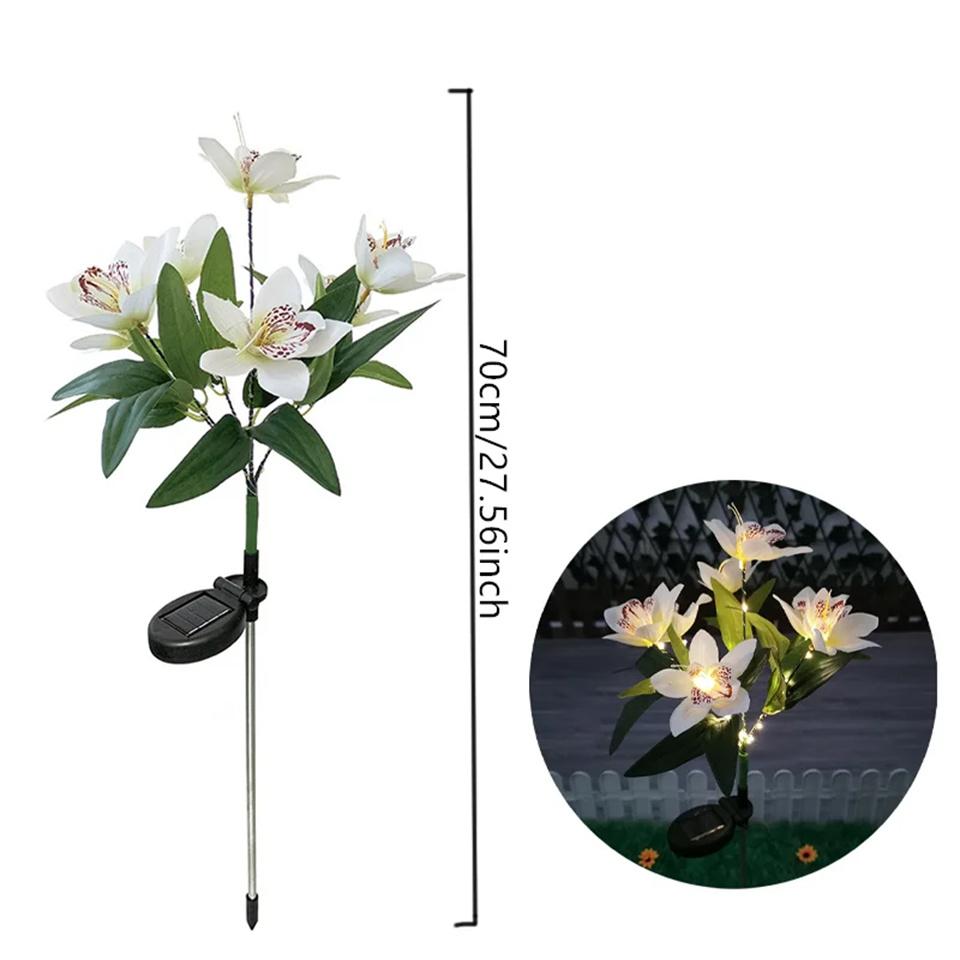 Solar Garden Lights Outdoor Solar Garden Lights with Orchid Flower Lights Waterproof Solar Lawn Lights for Garden Lawn Decor