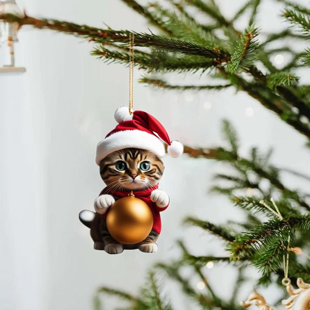 Cartoon süße Katze 2023 Weihnachtsschmuck hängende Dekoration Geschenk Weihnachten hängender Baum personalisierter Anhänger Partyzubehör