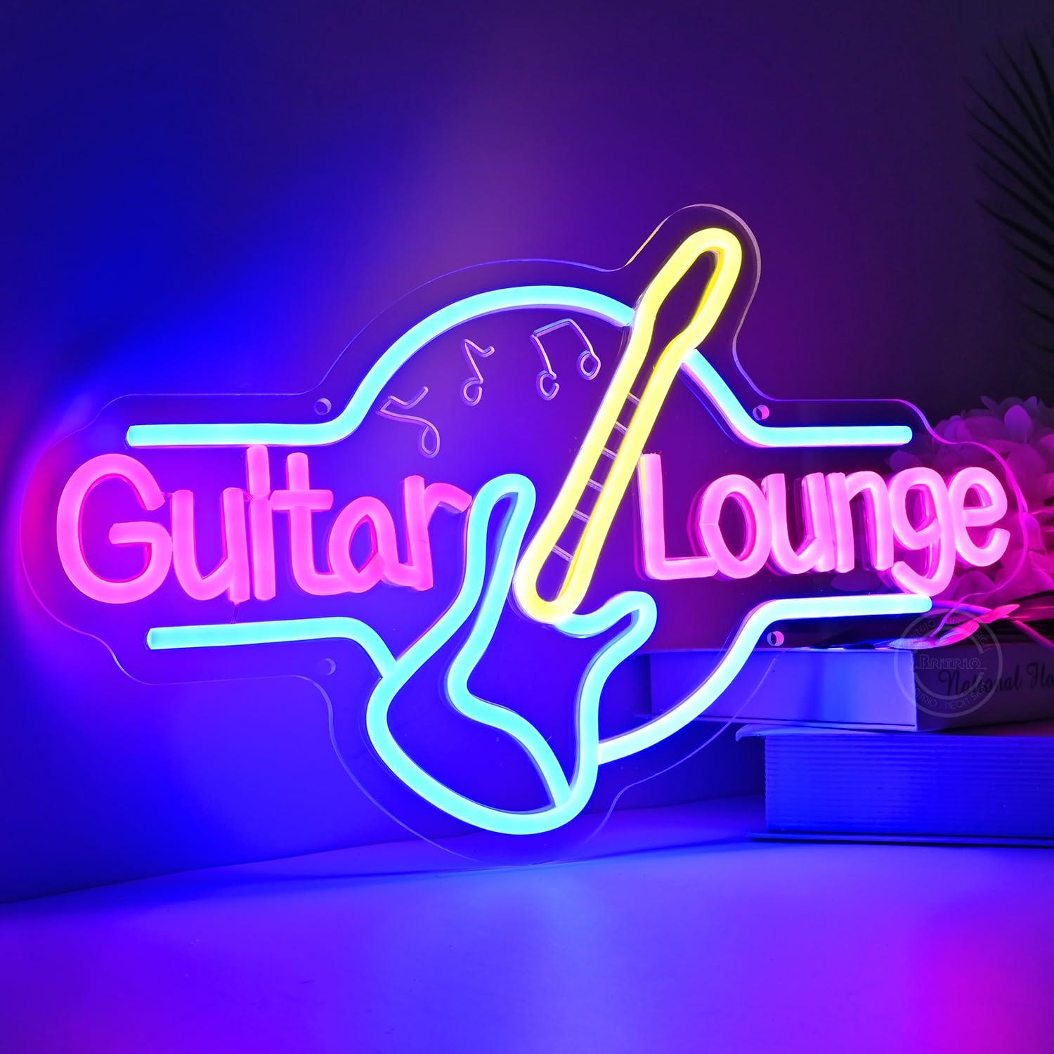 

Rock Roll Neon Guitar Sign Led Light for Wall Decor Dimmable Light for Bar Bedroom Music Studio Vocal Recital Concert Man Cave