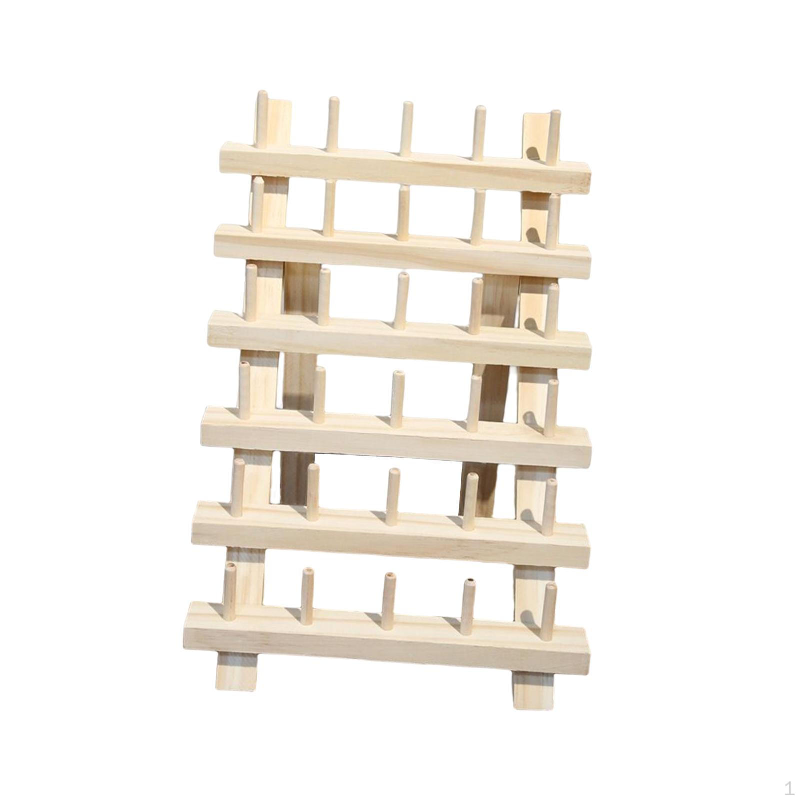 

Sewing Thread Rack, Cones Stand Shelf Stable Durable Spools Roll Needlework Tools Wooden 30 Spool