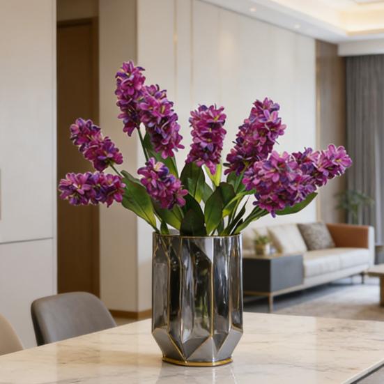 Flores de Jacinto Artificiais 19" Galho de Jacinto Falso Toque Real para Vaso Decoração de Casamento Casa Jardim Escritório