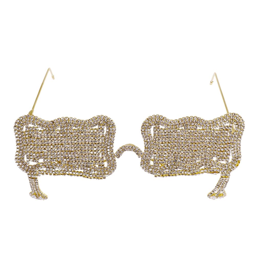 Stonefans Wavy Square Eyeglass Frame Snake Pendant Fashion Jewelry Collapsible Full Rhinestone Sunglasses Frame Face Accessories