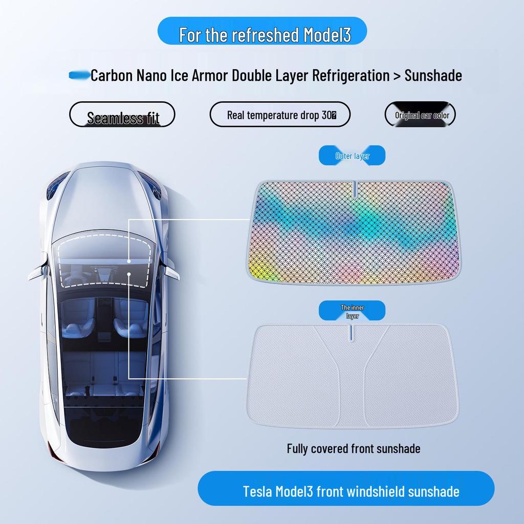 Graphene Laser Sunroof Sunshade for Tesla Model Y: Heat Insulation & Sun Protection