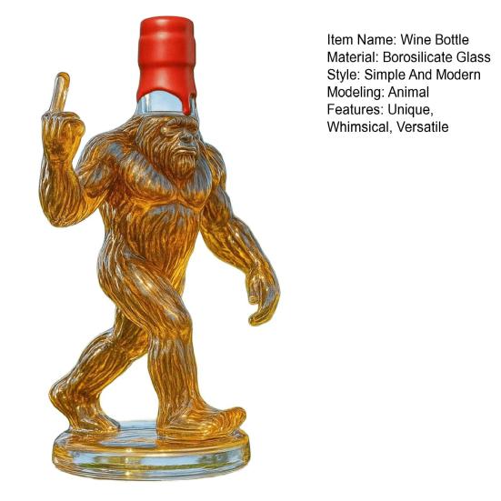 Savage Whiskey Bottle Decanter for Men Unique Wine Decanter Funny Savage Shaped Glass Quirky Gift for Sasquatch Enthusiasts