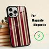 B-Burgundy W-White Stripe  Phone Case For iPhone 17,16,15,14,13,12,Plus,Pro,Max for Magsafe Magnetic Wireless Charging