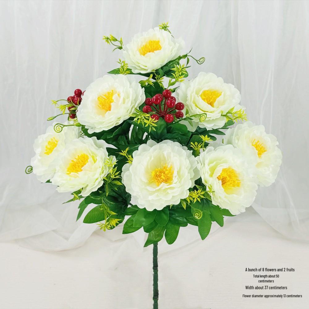 Curly Edge Red Rose Bouquet - 6 Head Artificial Silk Flowers for Living Room Decoration