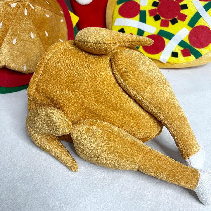 Halloween Performance Burger Hat Festival Pizza Funny Party Fries Hat Thanksgiving Roast Chicken Leg Hat