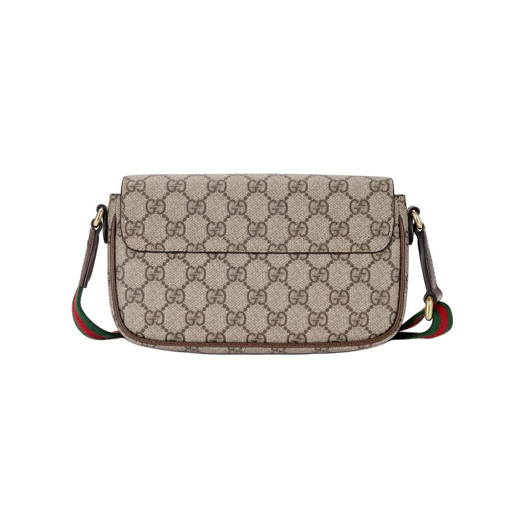 Gucci Ophidia Doppel G Logo Druckknopfverschluss Leinwand und Leder Mini-Schultertasche Damen Schultertasche Braun 764961-96IWG-8745