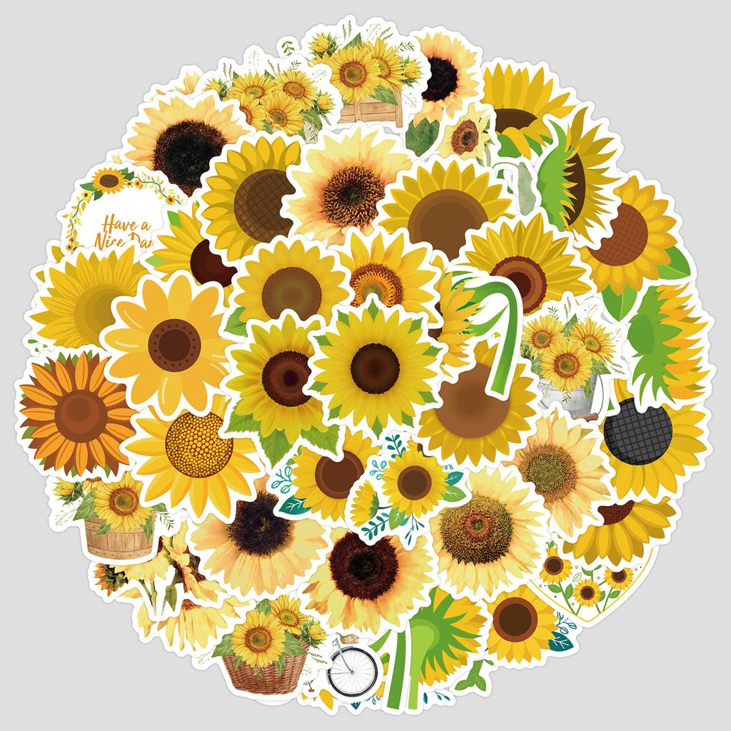 50 Sunflower Graffiti Stickers Suitcase Car Notebook Refrigerator Water Cup Waterproof Decorative Stickers