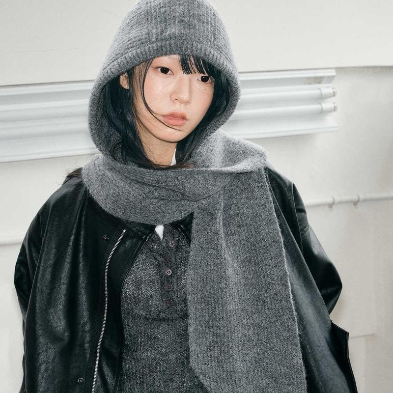 1pc Women Hooded Scarf Cape Balaclava Hat,outdoor Winter Warm Knit Wrap-Around Neck Warmer,Suitable for Daily Wear,vacation