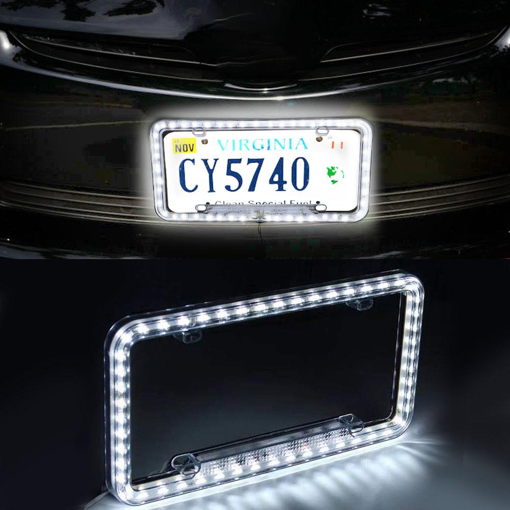 License Plate Frame Light 12V Multicolor LED Flash Lamp Front Rear License Frame Holder For Auto Truck Vehicles Car Accessories