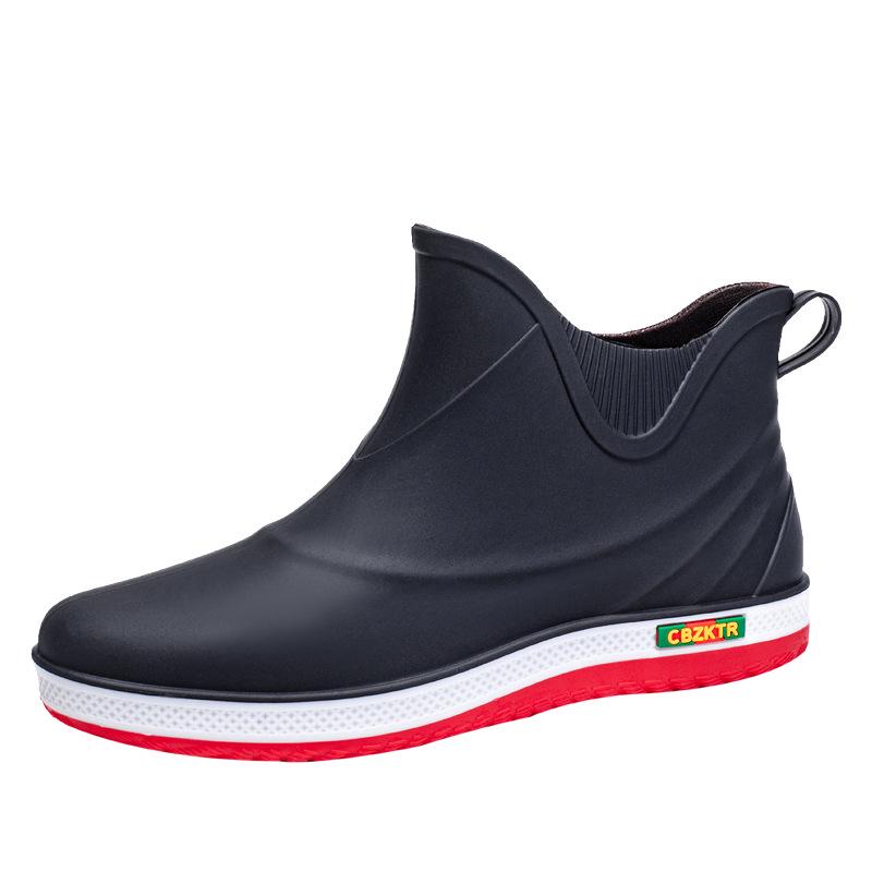 Men's Japanese-Korean Lightweight Waterproof Rain Boots: Durable, Non-Slip Rubber Shoes for Outdoor Activities, Fishing, and Car Washing.