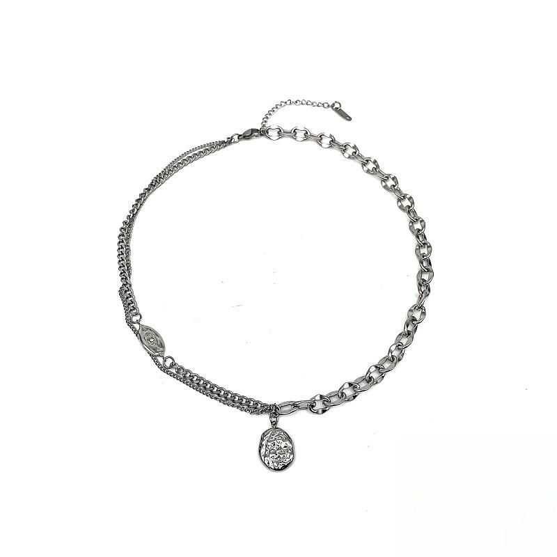 Легкий Люкс Двухслойное Геометрическое Ожерелье Для Мужчин Женщин Со Стальной Цепочкой