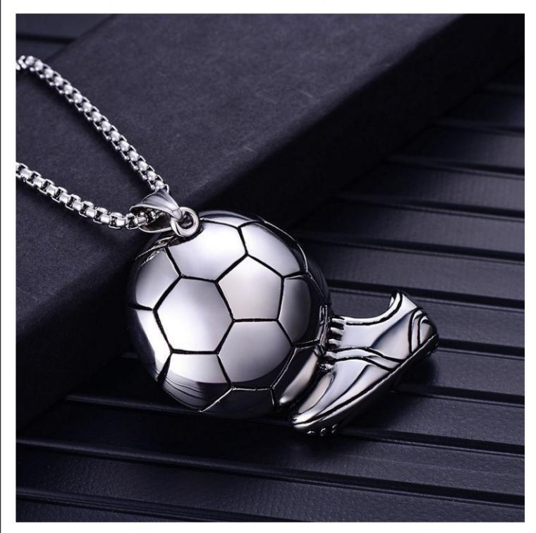 Hip Hop Rhinestone Football Pendant Long Necklace, Alloy Box Chain Sweater Chain Unisex Streetwear Fashion Jewelry for Men Women