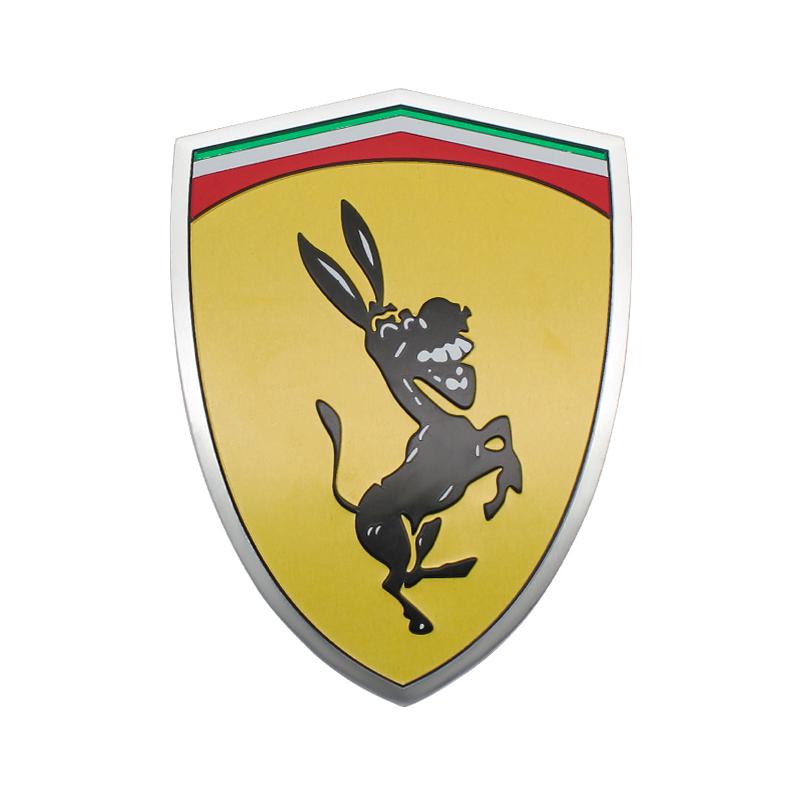 YRS3 1pcs 3D Car Styling Metal Sticker Car Logo Ferrari Donkey Badge Emblem Dekoration Stickers For Ferrari Tools Auto Accessories